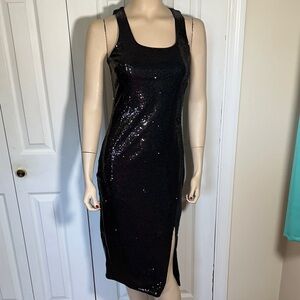 MICHAEL Michael Kors Black Sequin Midi Dress